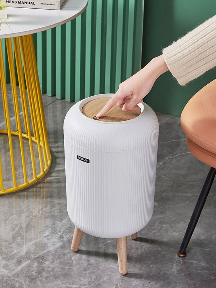 Barrel-Shaped Touch Trash Can 10L