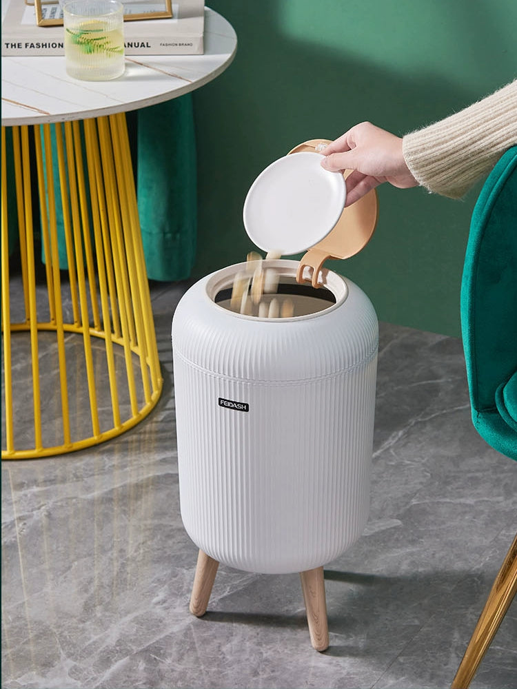 Barrel-Shaped Touch Trash Can 10L