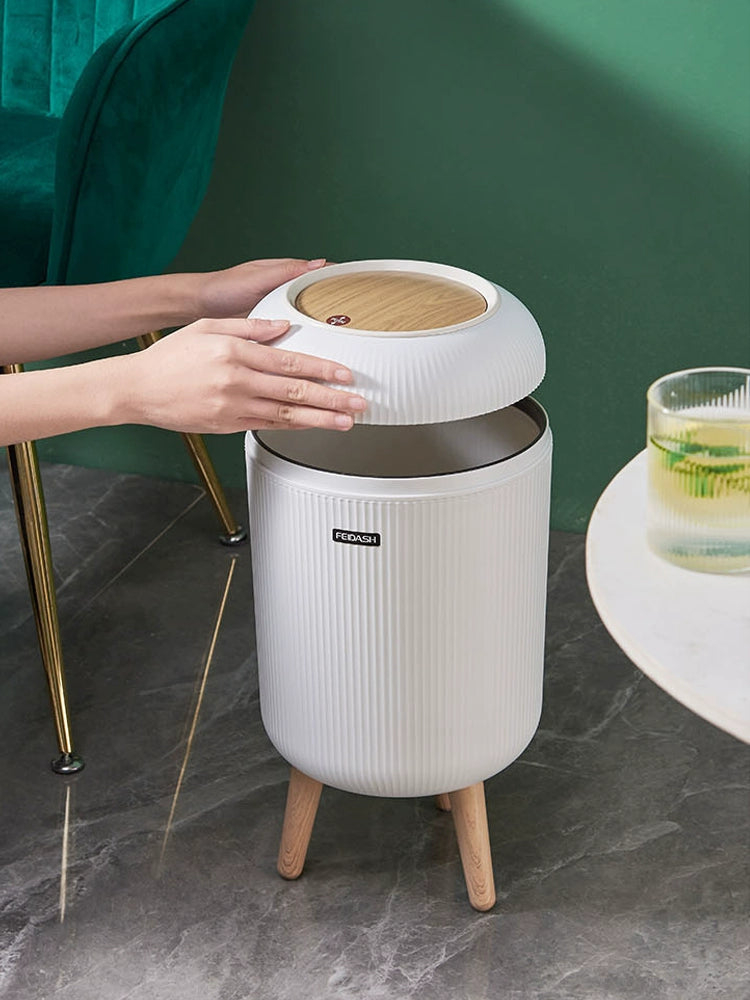 Barrel-Shaped Touch Trash Can 10L