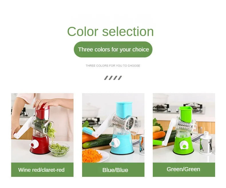 Multicolor Hand-Cranked Drum Vegetable Slicer