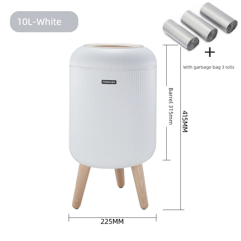 Barrel-Shaped Touch Trash Can 10L