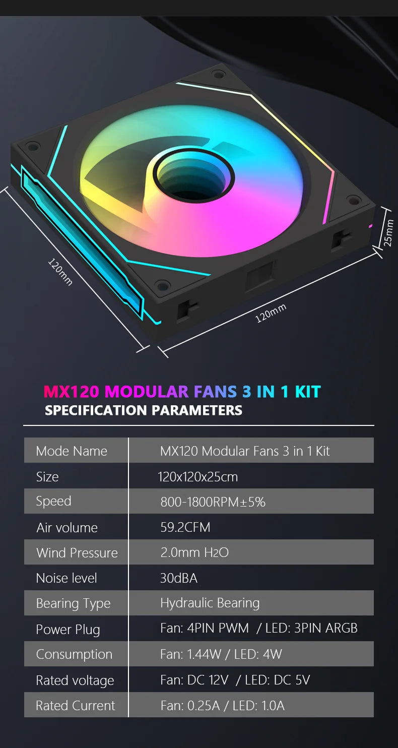 Jumpeak MX120 Modular ARGB Case Fan