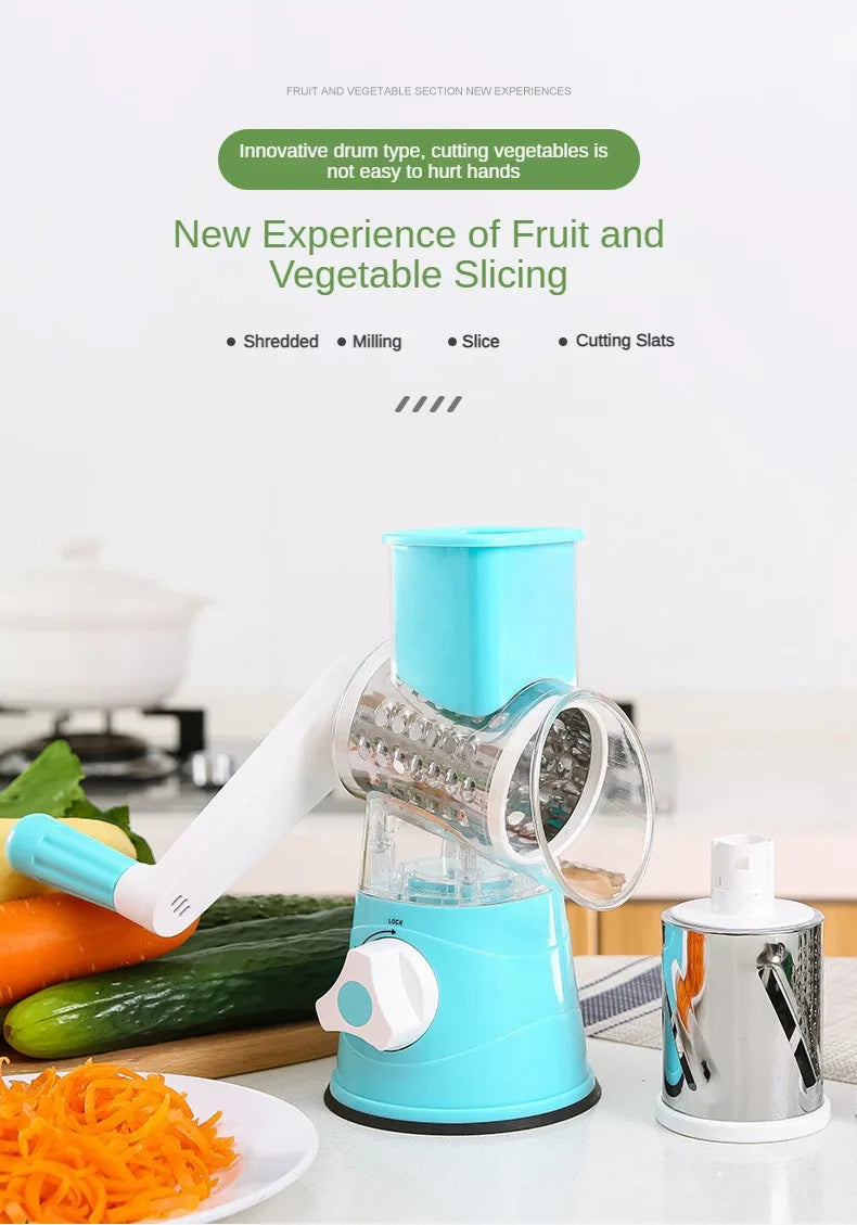 Multicolor Hand-Cranked Drum Vegetable Slicer