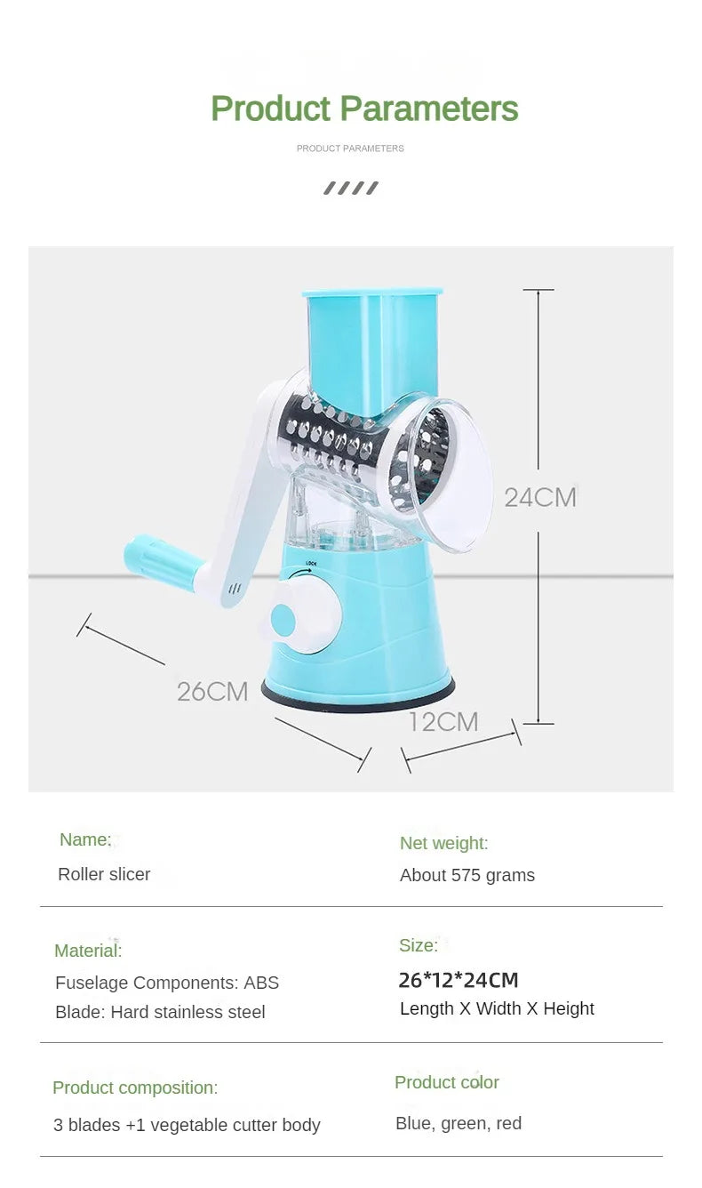 Multicolor Hand-Cranked Drum Vegetable Slicer