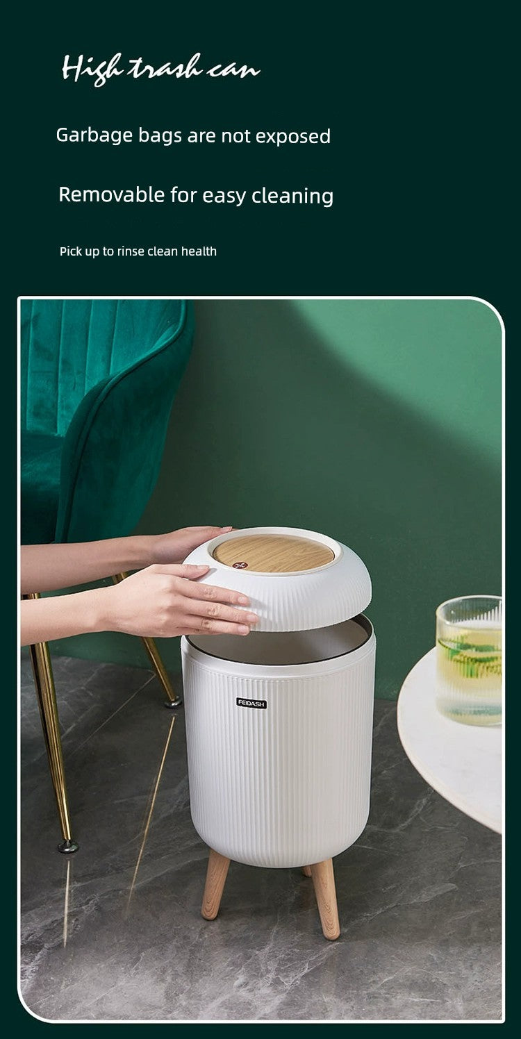 Barrel-Shaped Touch Trash Can 10L