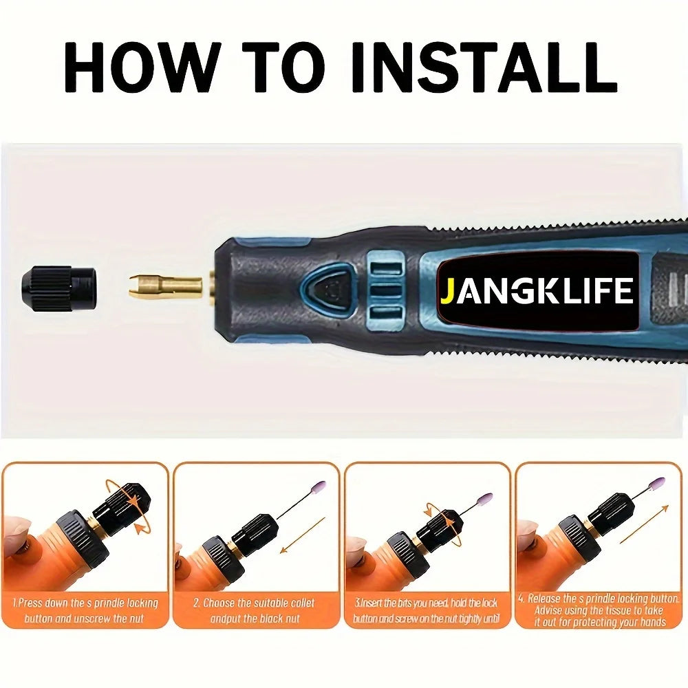 JANGKLIFE USB Cordless Rotary Tool Kit