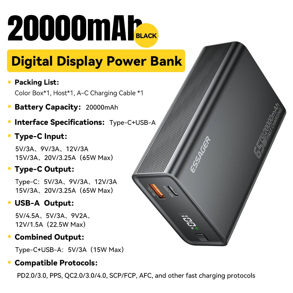 ESSAGER 20000mAh Power Bank