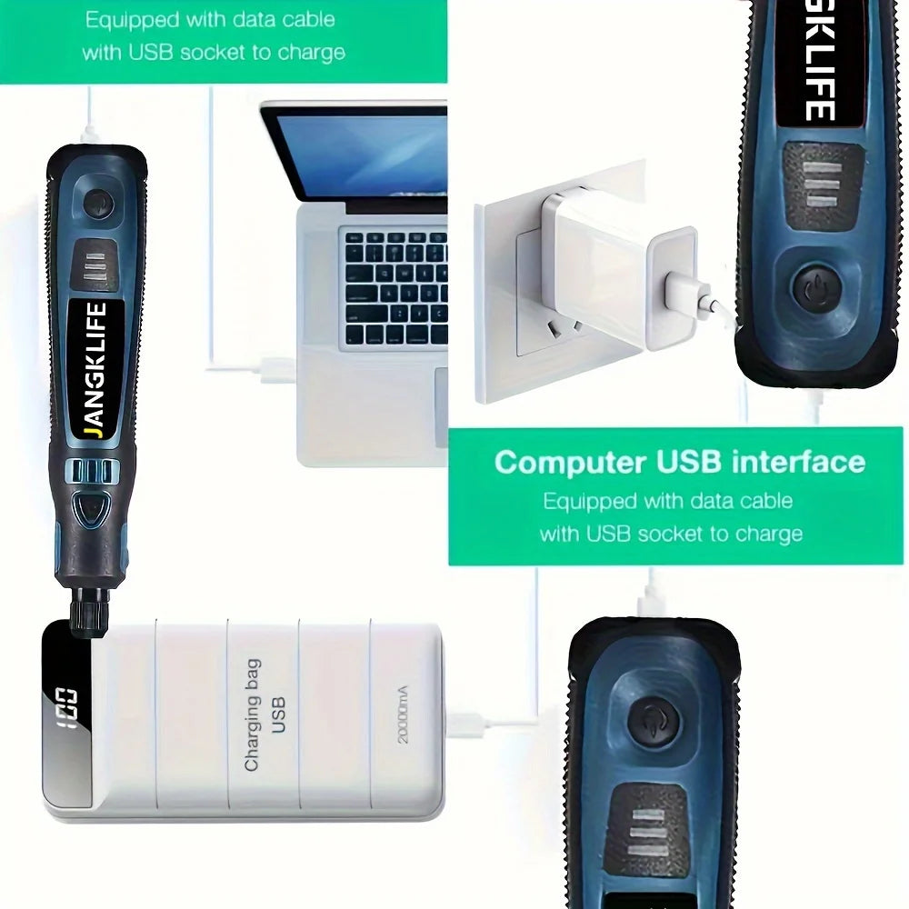 JANGKLIFE USB Cordless Rotary Tool Kit