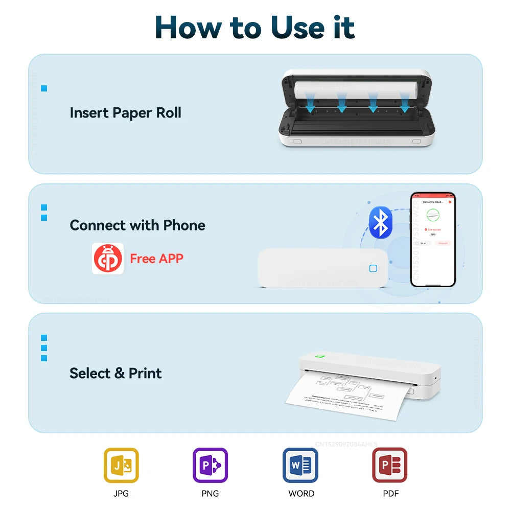 Portable Mini A4 Thermal Printer